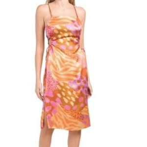 Christian Lacroix NEW Spaghetti Strap Cutout Satin Midi Dress Size M